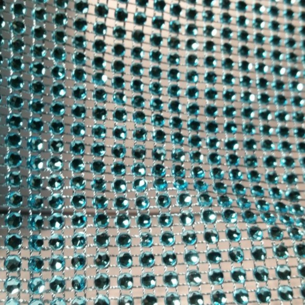 Rhinestone Mesh Ribbon Light Blue 3 Rolls